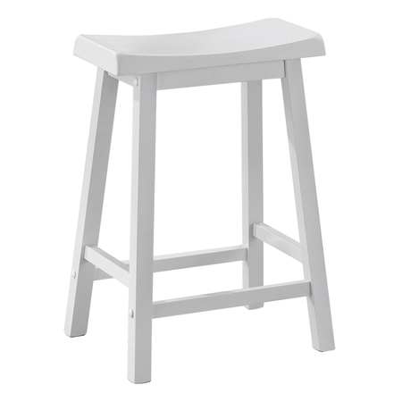 MONARCH SPECIALTIES Bar Stool, Set Of 2, Counter Height, Saddle Seat, Kitchen, Wood, White, Contemporary, Modern I 1533